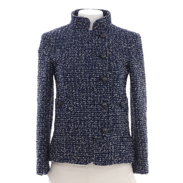 Chanel Women's Two Pocket Stand Collar Jacket Tweed
