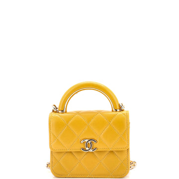 Chanel Charming Handle Flap Clutch with Chain Quilted Lambskin Mini