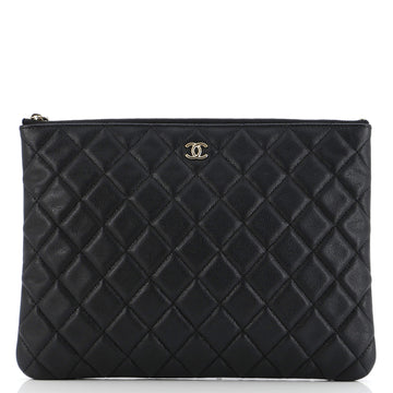 Chanel O Case Clutch Quilted Caviar Medium