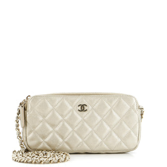 Chanel Double Zip Clutch with Chain Quilted Caviar
