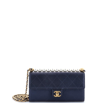 Chanel Chic Pearls Clutch with Chain Quilted Goatskin