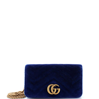 Gucci GG Marmont Chain Flap Bag Matelasse Velvet Mini