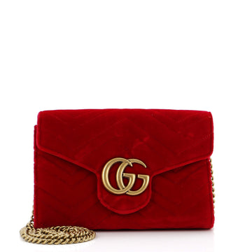 Gucci GG Marmont Chain Wallet Matelasse Velvet Mini