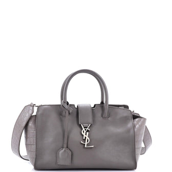 Saint Laurent Monogram Cabas Downtown Leather with Crocodile Embossed Leather Baby