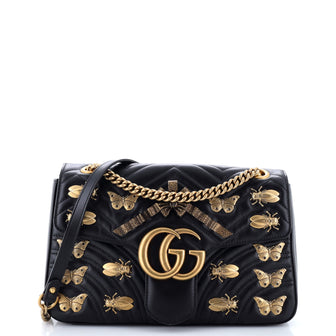 Gucci GG Marmont Flap Bag Embellished Matelasse Leather Medium