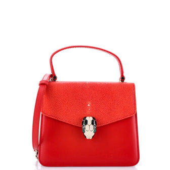Bvlgari Serpenti Forever Top Handle Bag Leather and Stingray Small