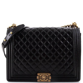 Chanel Boy Flap Bag Quilted Glazed Calfskin Large