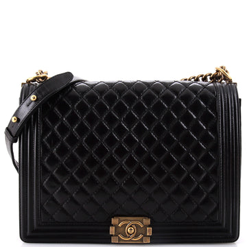 Chanel Boy Flap Bag Quilted Glazed Calfskin Large