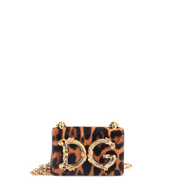 Dolce & Gabbana DG Girls Flap Bag Printed Calf Hair Micro