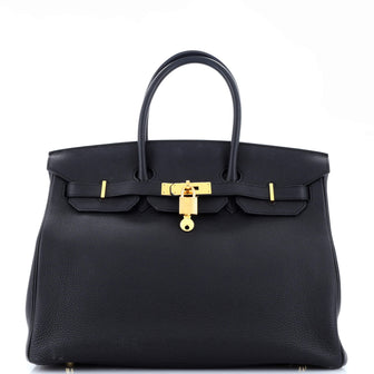 Hermes Birkin Handbag Black Togo with Gold Hardware 35