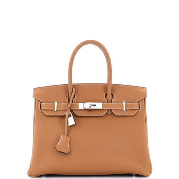 Hermes Birkin Handbag Brown Togo with Palladium Hardware 30