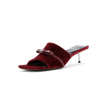 Gucci Women's Bow Slide Heeled Sandals GG Velvet