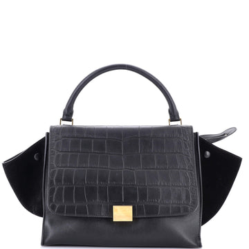 Celine Trapeze Bag Crocodile Embossed Leather Medium
