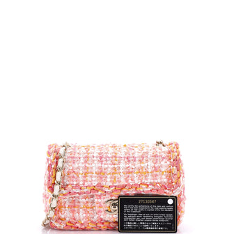 Chanel Classic Single Flap Bag Braided Quilted Tweed with Sequins Mini
