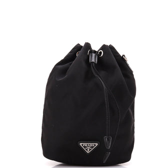 Prada Drawstring Wristlet Bucket Bag Tessuto Small