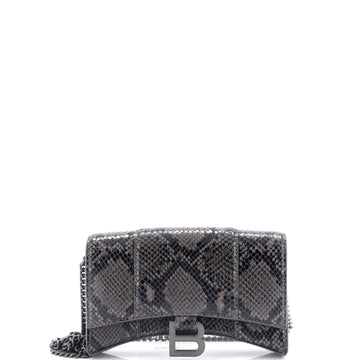 Balenciaga Hourglass Chain Wallet Python Embossed Leather