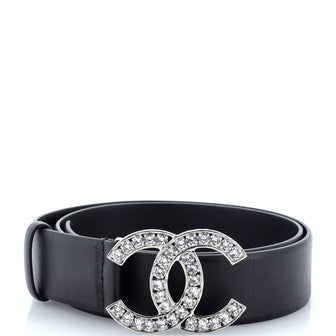 Chanel CC Buckle Belt Leather with Crystal Embellished Metal Medium
