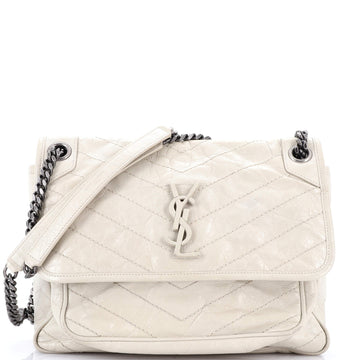 Saint Laurent Niki Chain Flap Bag Matelasse Chevron Leather Medium