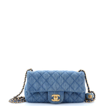 Chanel Pearl Crush Flap Bag Quilted Denim Mini