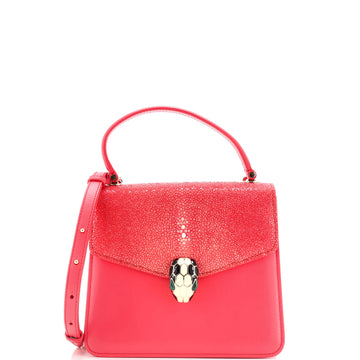 Bvlgari Serpenti Forever Top Handle Bag Leather and Stingray Small
