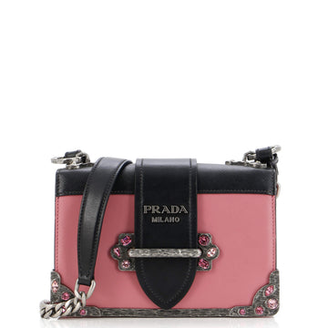Prada Cahier Chain Crossbody Bag City Calf and Saffiano Small