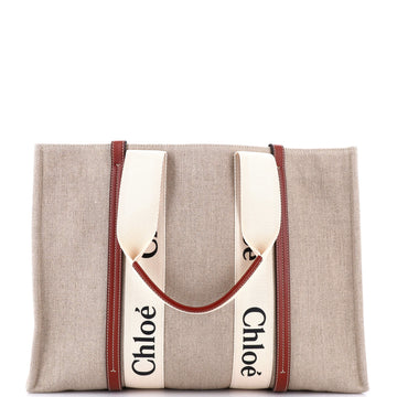 Chloe Woody Tote Canvas with Leather Large