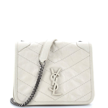 Saint Laurent Niki Chain Wallet Matelasse Chevron Leather