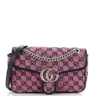Gucci GG Marmont Flap Bag Diagonal Quilted GG Canvas Small
