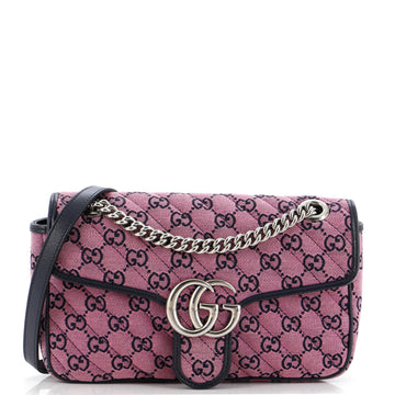Gucci GG Marmont Flap Bag Diagonal Quilted GG Canvas Small