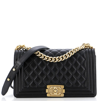 Chanel Boy Flap Bag Quilted Lambskin Old Medium