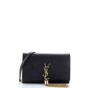Saint Laurent Classic Monogram Tassel Crossbody Bag Leather Small