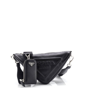 Prada Triangle Logo Zip Crossbody Bag Leather Small