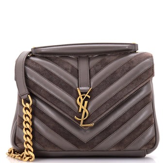 Saint Laurent Classic Monogram College Bag Matelasse Chevron Leather and Suede Medium