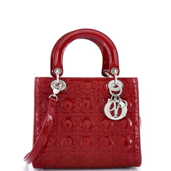 Christian Dior Lady Dior Bag Cannage Quilt Patent Medium