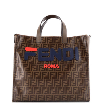 Fendi Mania Logo Shopper Tote Zucca Coated Canvas Large