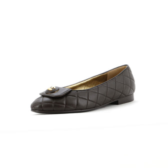 Chanel Women's CC Button Ballerina Flats Quilted Leather