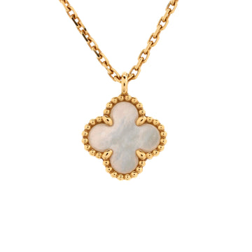 Van Cleef & Arpels Sweet Alhambra Pendant Necklace 18K Yellow Gold and Mother of Pearl