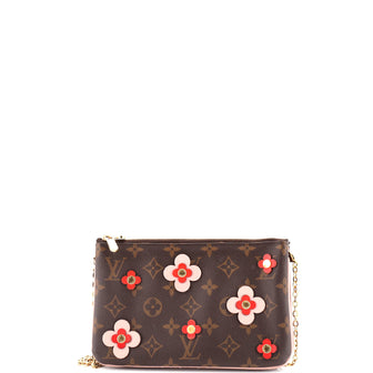 Louis Vuitton Double Zip Pochette Limited Edition Blooming Flowers Monogram Canvas