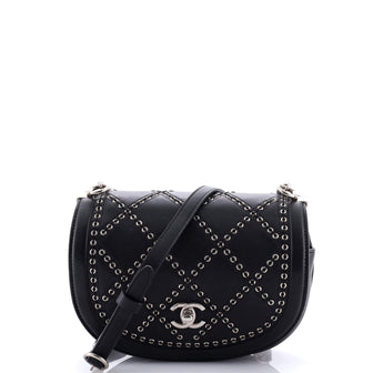 Chanel Coco Eyelets Round Flap Bag Quilted Calfskin Small
