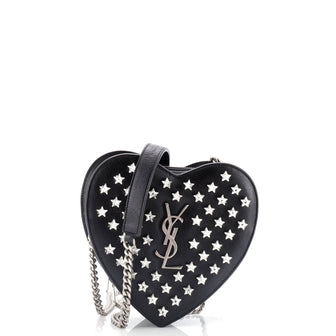 Saint Laurent Love Heart Chain Bag Crystal Stars Studded Leather Small