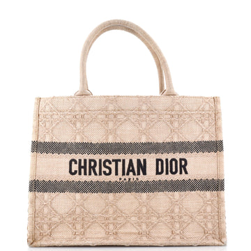 Christian Dior Book Tote Cannage Embroidered Raffia Medium