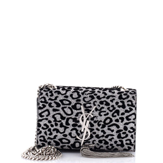 Saint Laurent Classic Monogram Tassel Crossbody Bag Glitter with Velvet Small