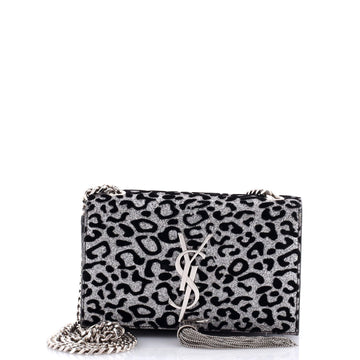Saint Laurent Classic Monogram Tassel Crossbody Bag Glitter with Velvet Small