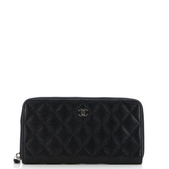 Chanel Zip Around Wallet Quilted Caviar Long