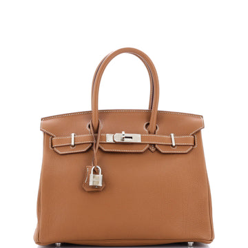 Hermes Birkin Handbag Brown Togo with Palladium Hardware 30