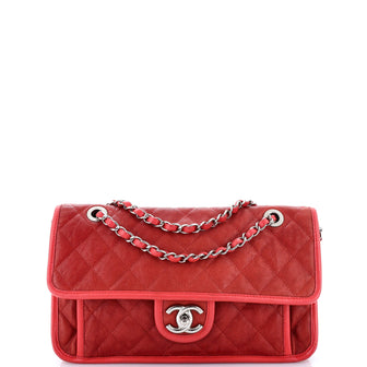 Chanel French Riviera Flap Bag Quilted Caviar Medium