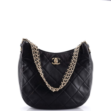 Chanel Wide Chain CC Turnlock Hobo Quilted Lambskin Small