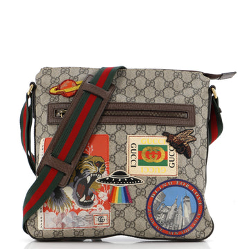 Gucci Courrier Zip Messenger GG Coated Canvas with Applique Medium
