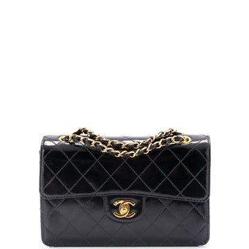 Chanel Vintage Classic Single Flap Bag Quilted Patent Small
