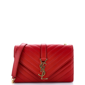 Saint Laurent Classic Monogram Envelope Satchel Matelasse Chevron Leather Small